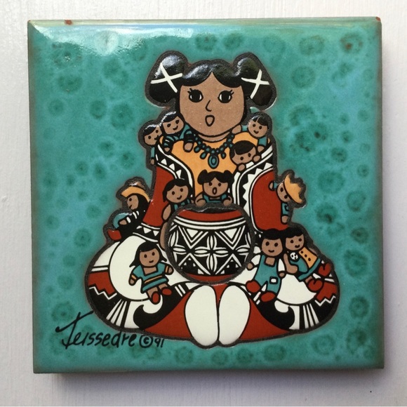 Vintage Cleo Teissedre Storyteller Tile - Coaster, Trivet or Wall Hanging - Picture 2 of 8